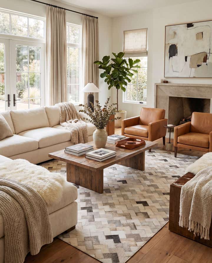 5' 2 x 8' Cowhide - Patchwork Rug