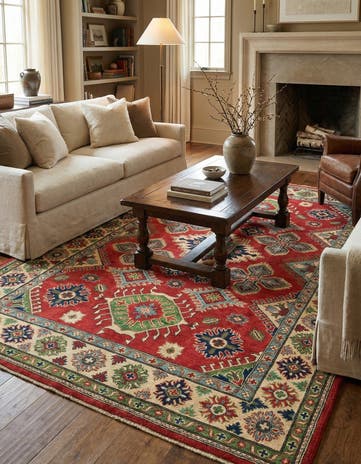 5' 10 x 8' 10 Hand Knotted Kazak Rug