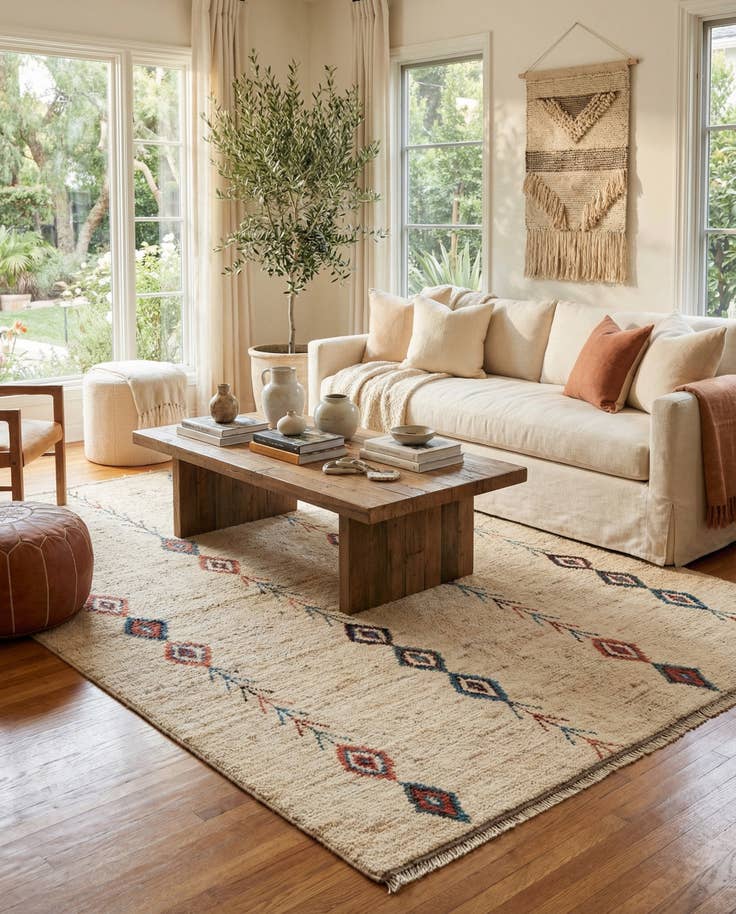 Detail image of 5' 6 x 7' 8 Hand Knotted Moroccan Wool Rug