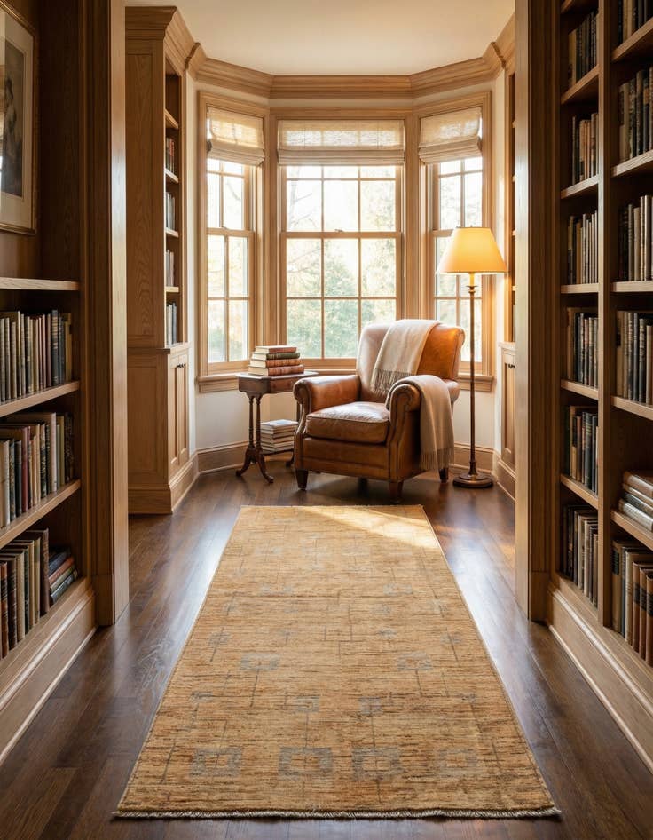 Detail image of 3' 2 x 9' 4  Hand Knotted Modern Ziegler Runner Rug