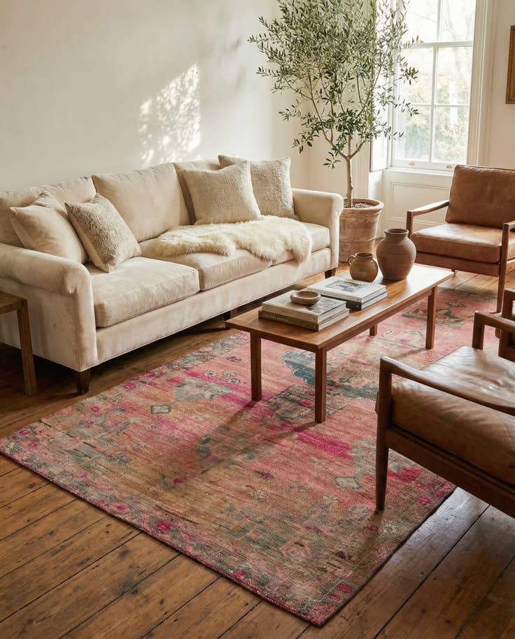 Detail image of 4' 10 x 9' 9 Hand Knotted Ultra Vintage Persian Wool Rug