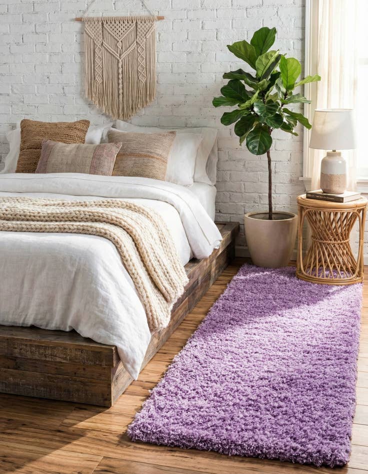 Detail image of 2' x 6' 5 Solid Shag Runner Rug