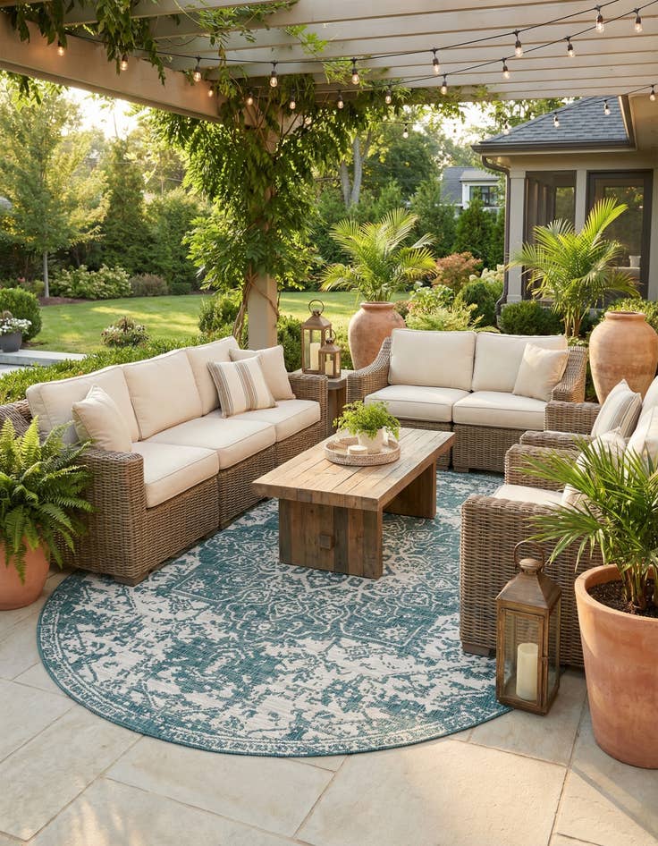 Detail image of  7' 10 x 10'  Washable Jill Zarin Dubai Indoor / Outdoor Oval Rug