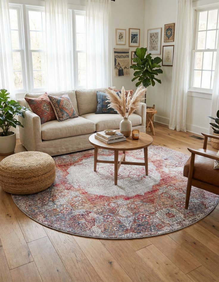 Detail image of  7' 10 x 7' 10  Washable Yara Round Rug