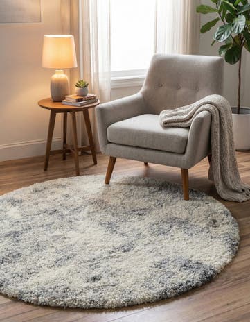 Pebble Gray Soft Touch Shag Round Rug