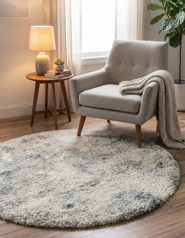 Pebble Gray Soft Touch Shag Round Rug