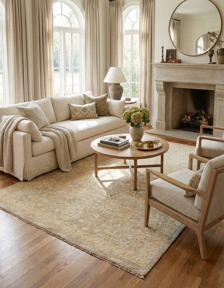 Detail image of 5' 11 x 7' 10 Hand Knotted Oushak Wool Rug