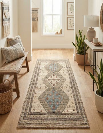 Beige Chenille Jute Runner Rug