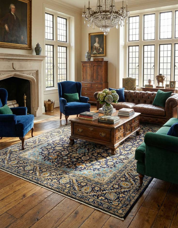 Detail image of 9' x 12' 6 Kashan Wool Rug