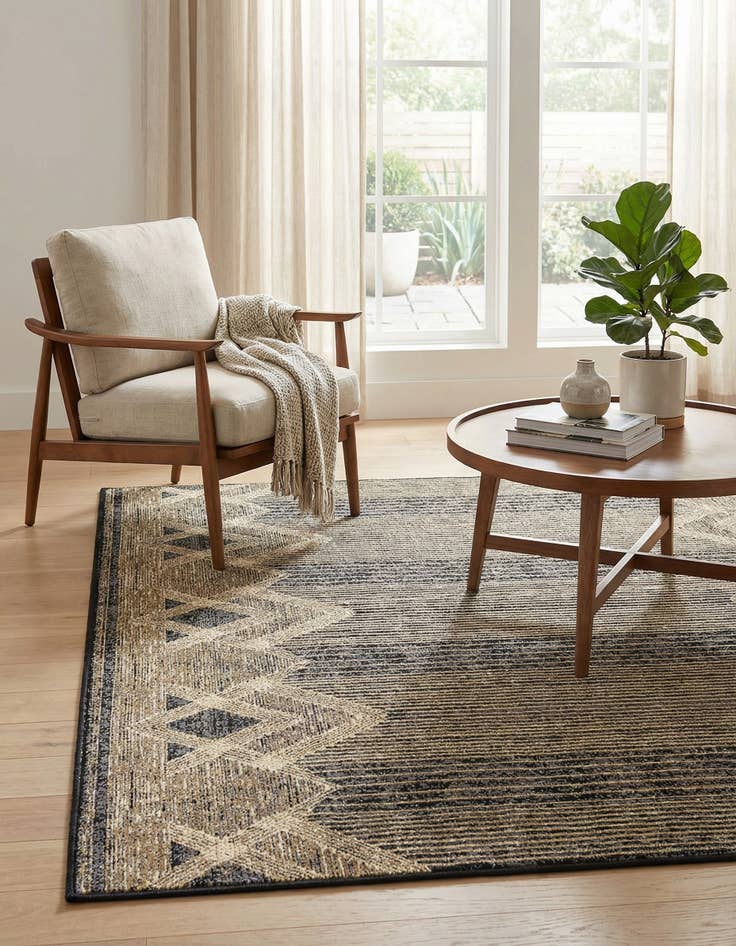 Detail image of 7' 10 x 7' 10  Washable Modern Indoor / Outdoor Square Rug