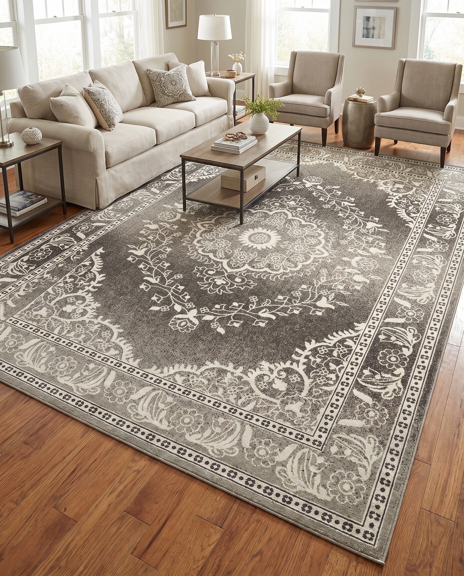 305cm x 430cm Easy-Clean Traditional Indoor / Outdoor Rug