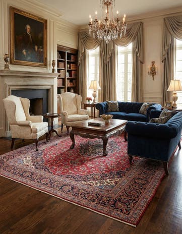 9' 9 x 12' 10 Hand Knotted Kashan Persian Wool Rug