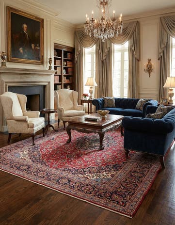 9' 9 x 12' 10 Hand Knotted Kashan Persian Wool Rug