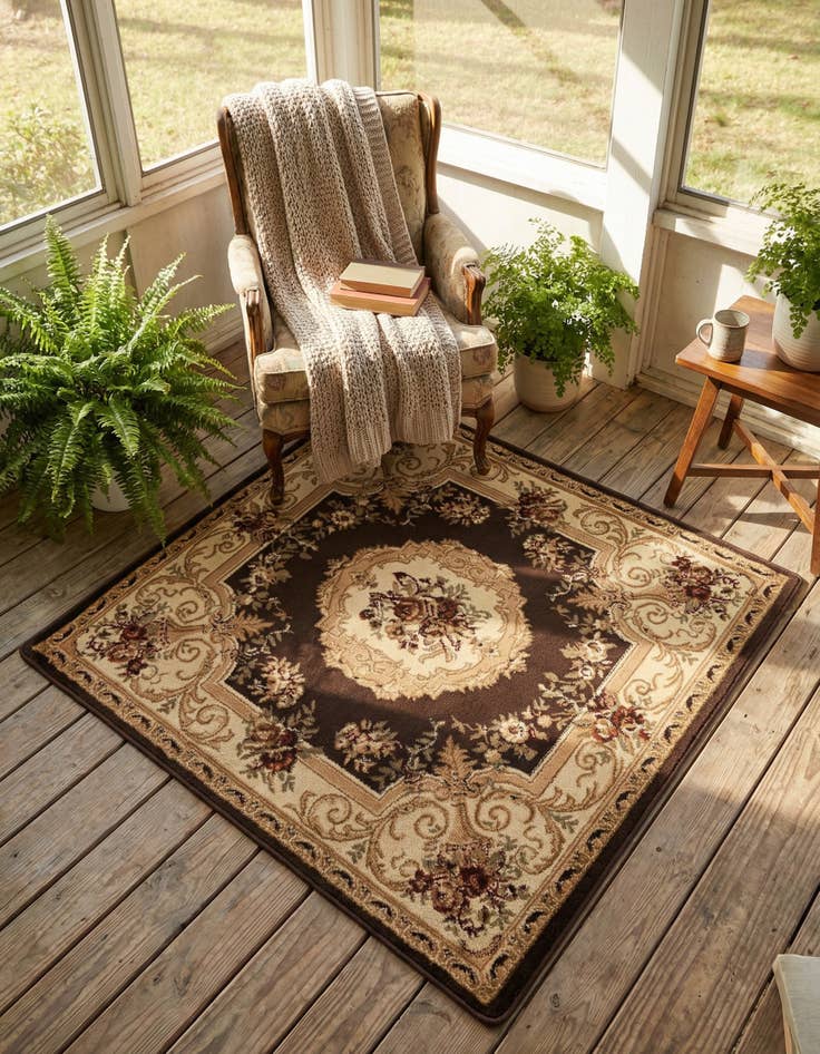 Detail image of 4' x 4' Classic Aubusson Square Rug