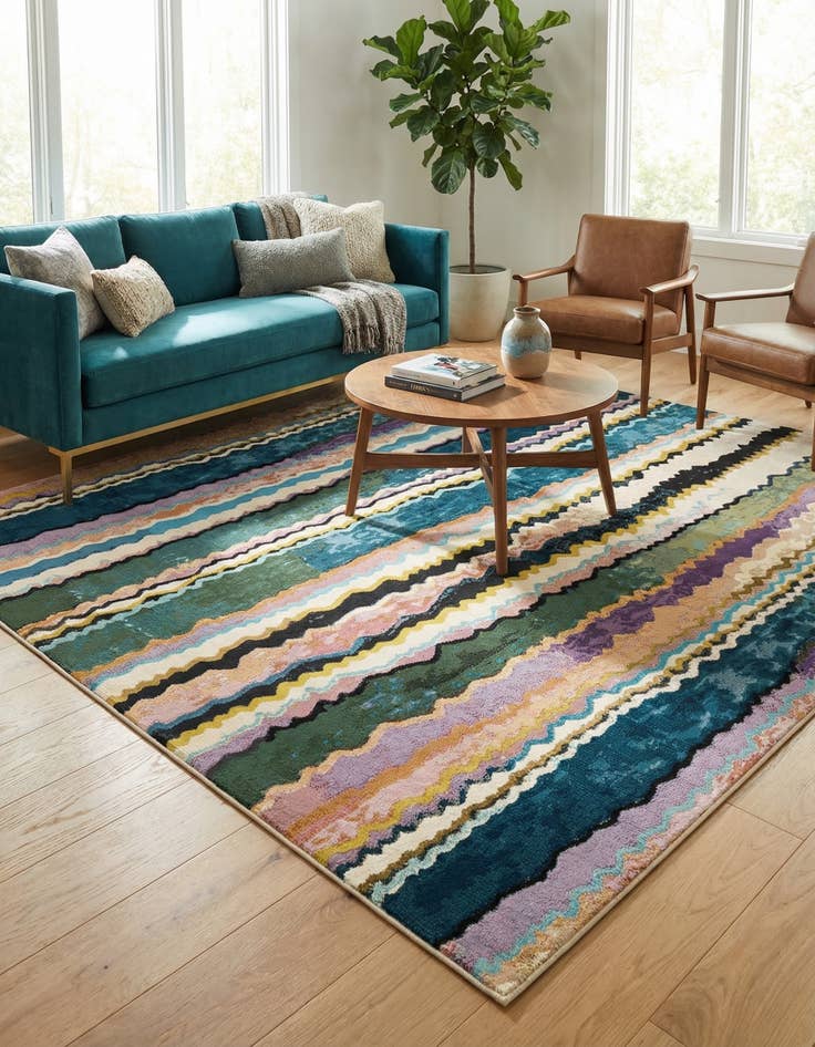 Detail image of  7' 10 x 7' 10  Washable Modern Indoor / Outdoor Square Rug