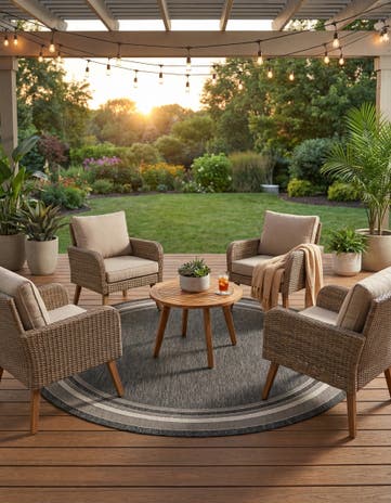 10' x 10' Easy-Clean Border Indoor / Outdoor Round Rug