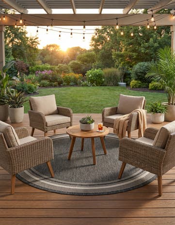 10' x 10' Easy-Clean Border Indoor / Outdoor Round Rug