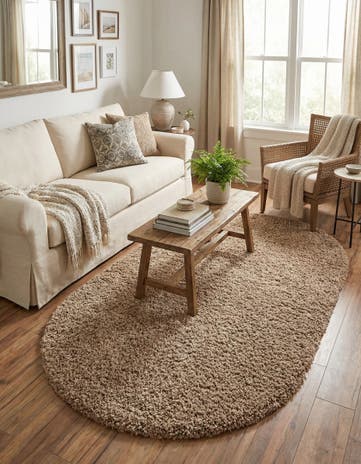 5' 3 x 8' Solid Shag Oval Rug