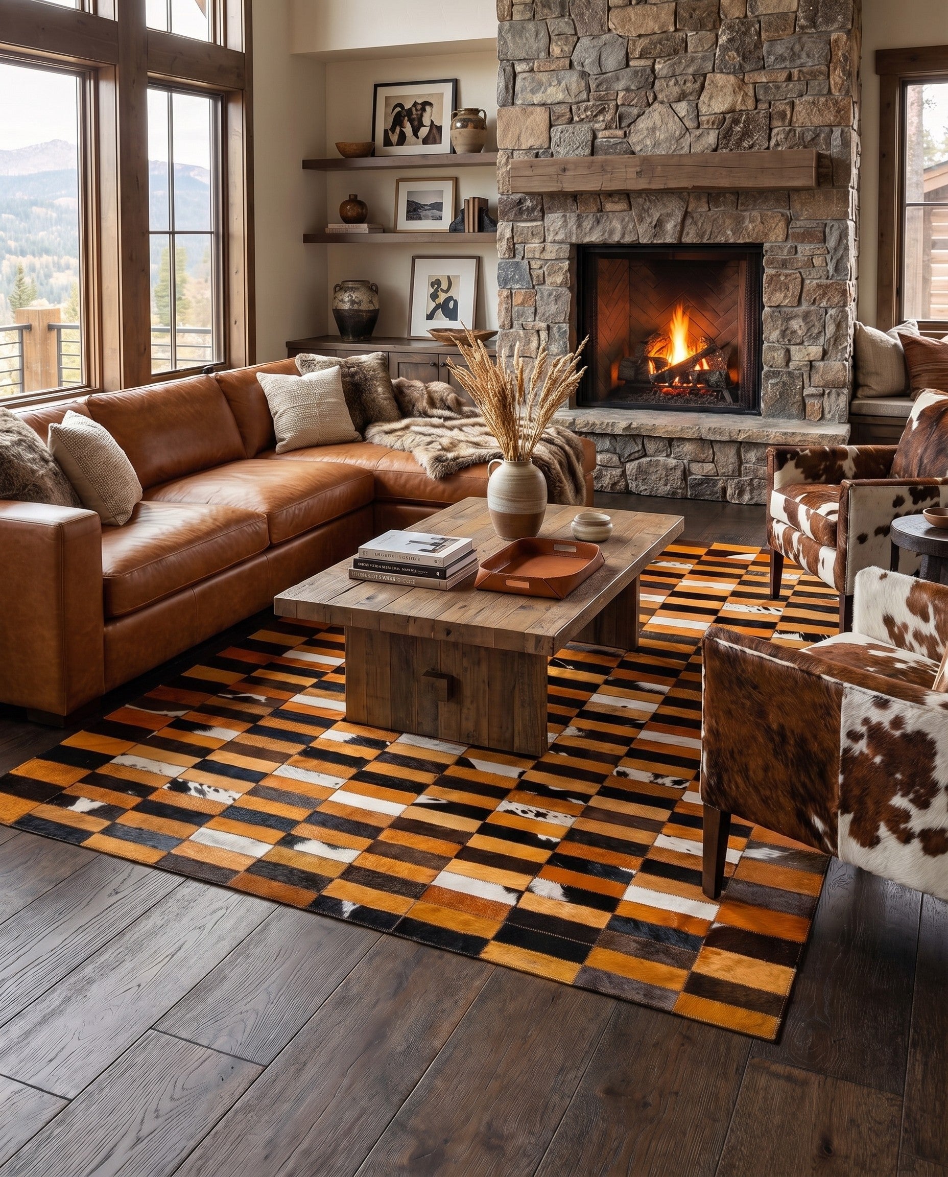 5' 1 x 8' Cowhide - Patchwork Rug