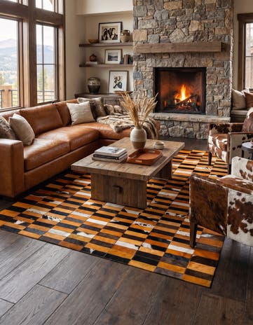 5' 1 x 8' Cowhide - Patchwork Rug