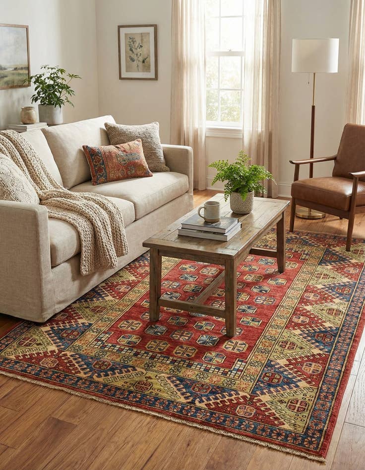 Detail image of 5' x 5' 10  Hand Knotted Kazak Oriental Rug