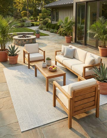 9' x 12' Easy-Clean Lattice Indoor / Outdoor Rug