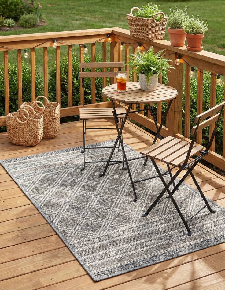 Detail image of  2' x 3' 1  Washable Lattice Indoor / Outdoor Rug