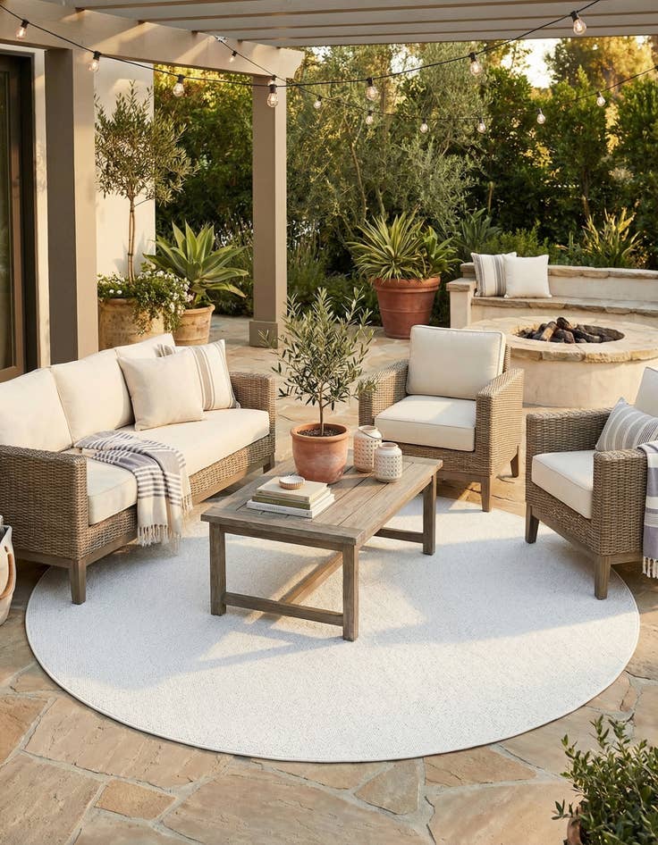 Detail image of 7' 10 x 7' 10 Easy-Clean Solid Indoor / Outdoor Round Rug