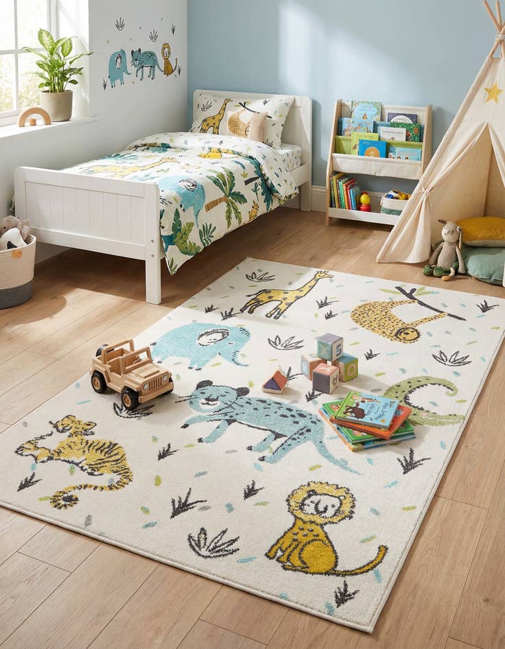 Detail image of 4' x 6' Animals Whimsy Kids Rug
