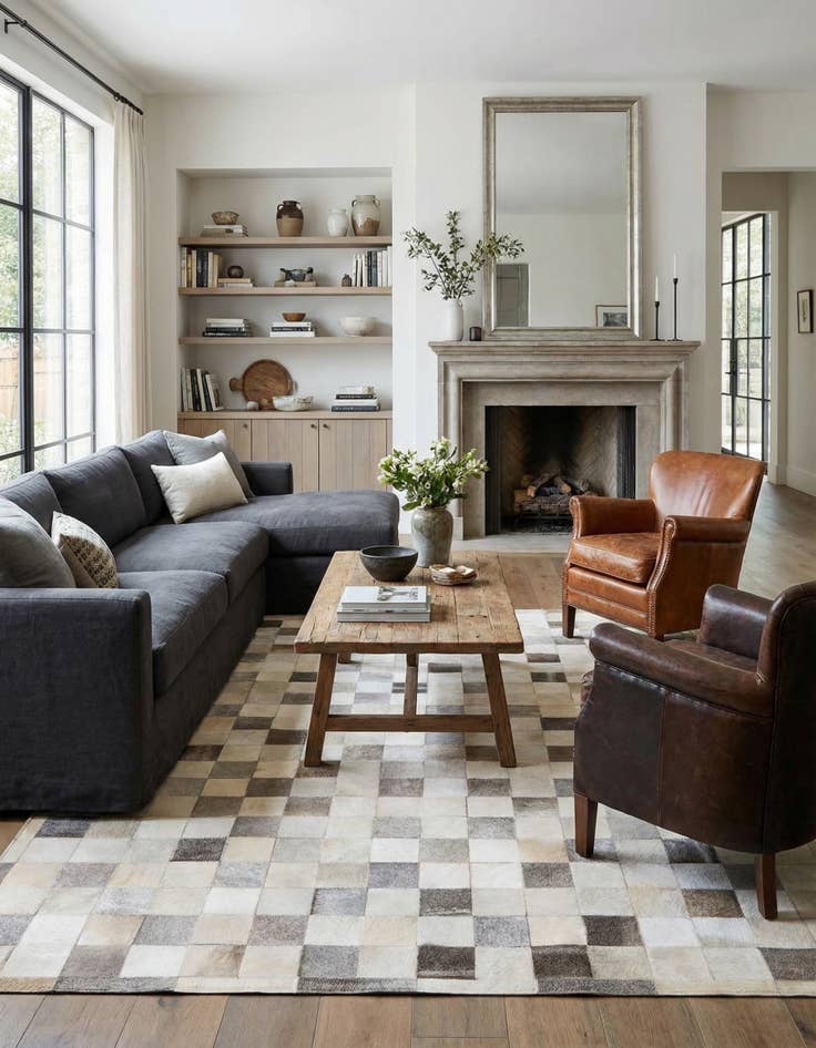 Detail image of  5' 8 x 7' 10 Cowhide Rug