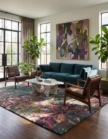 8' x 9' 11 Hand Knotted Modern Manshu Wool Rug