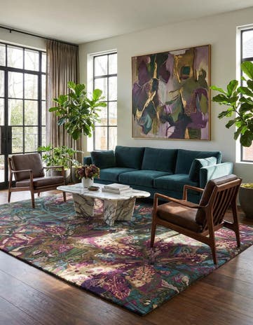 8' x 9' 11 Hand Knotted Modern Manshu Wool Rug