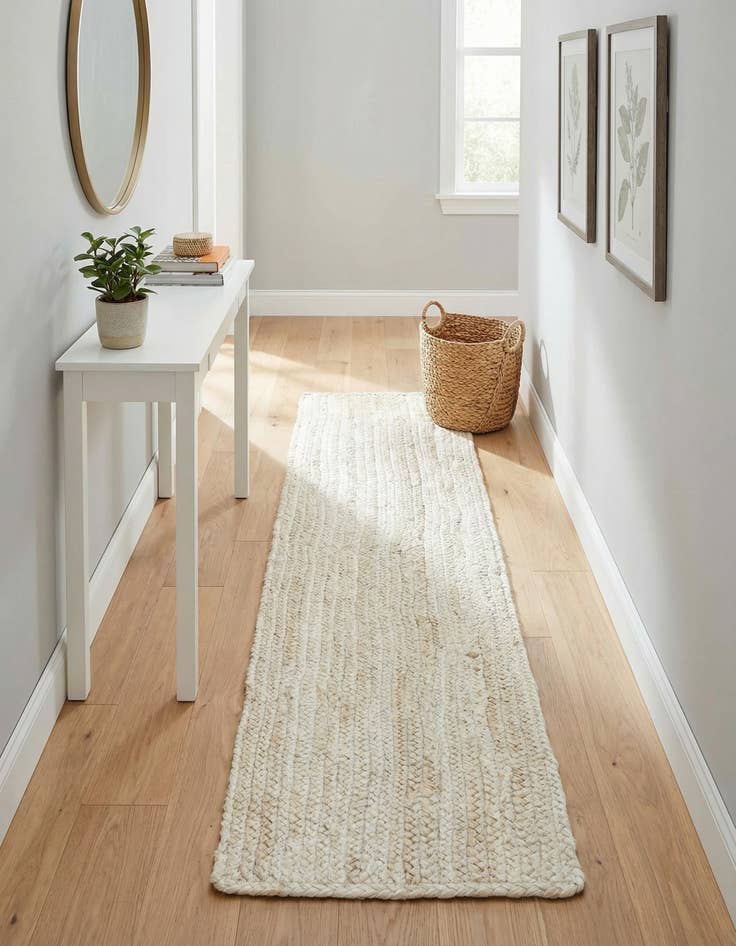 Detail image of  1' 2 x 8'  Hand Braided Jute Table Runner Rug