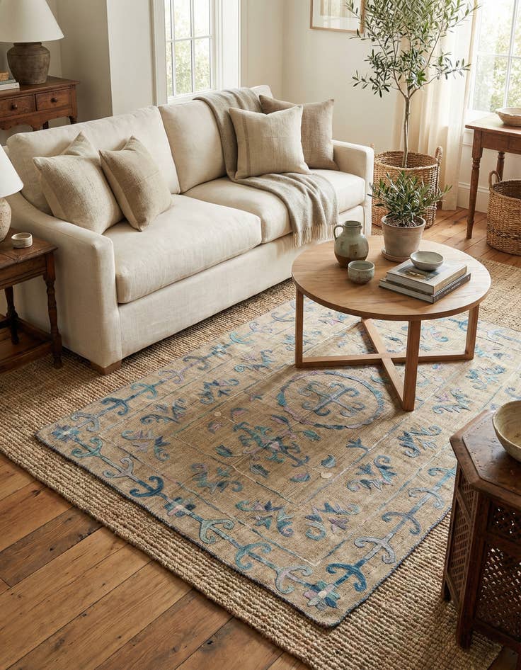 Detail image of 5' 6 x 7' 6  Hand Woven Kilim Suzani Wool Rug