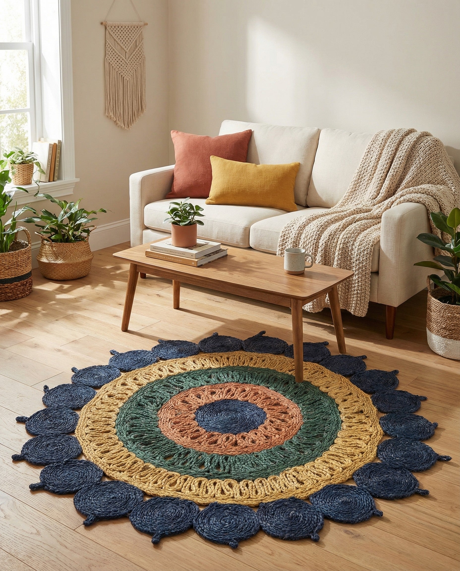  3' 1 x 3' 1  Hand Braided Jute Round Rug