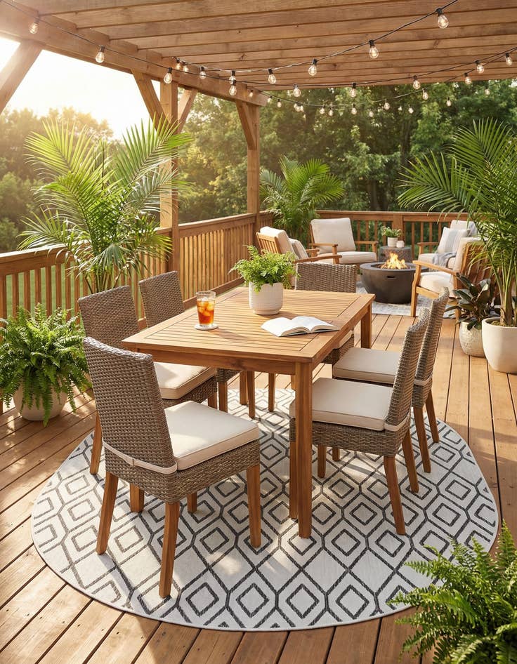 Detail image of  7' 10 x 10'  Washable Jill Zarin Turks and Caicos Indoor / Outdoor Oval Rug