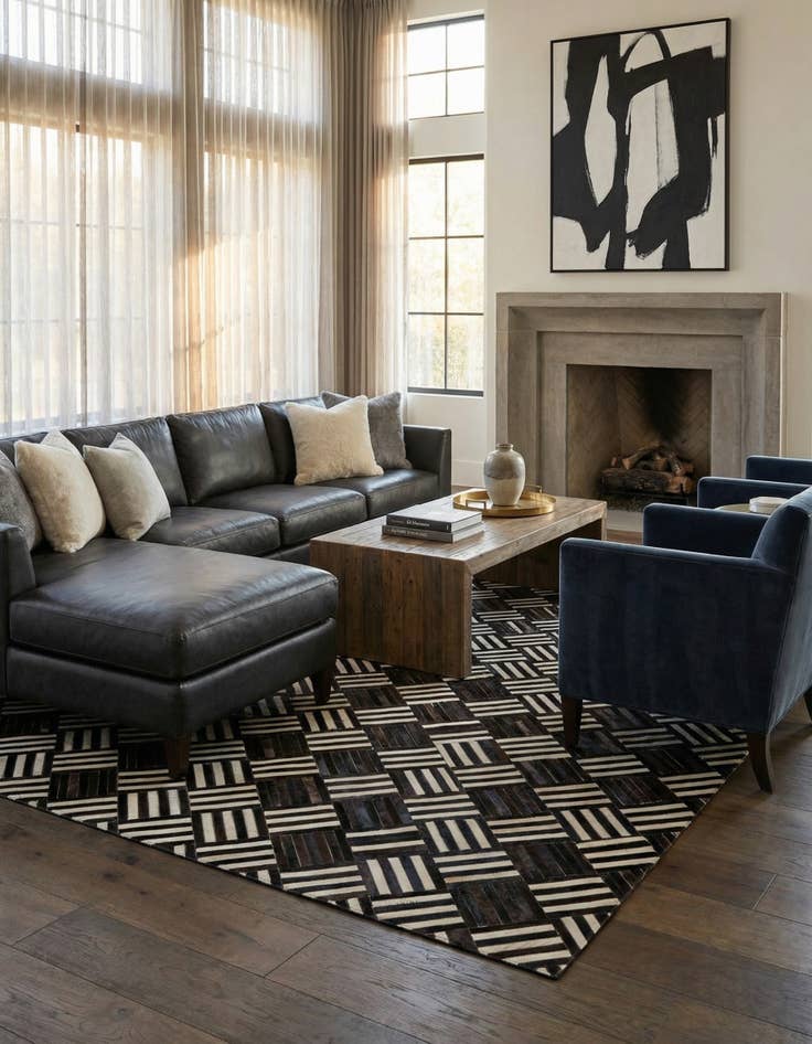 Detail image of 5' 11 x 6' 7 Cowhide Stocks Square Rug