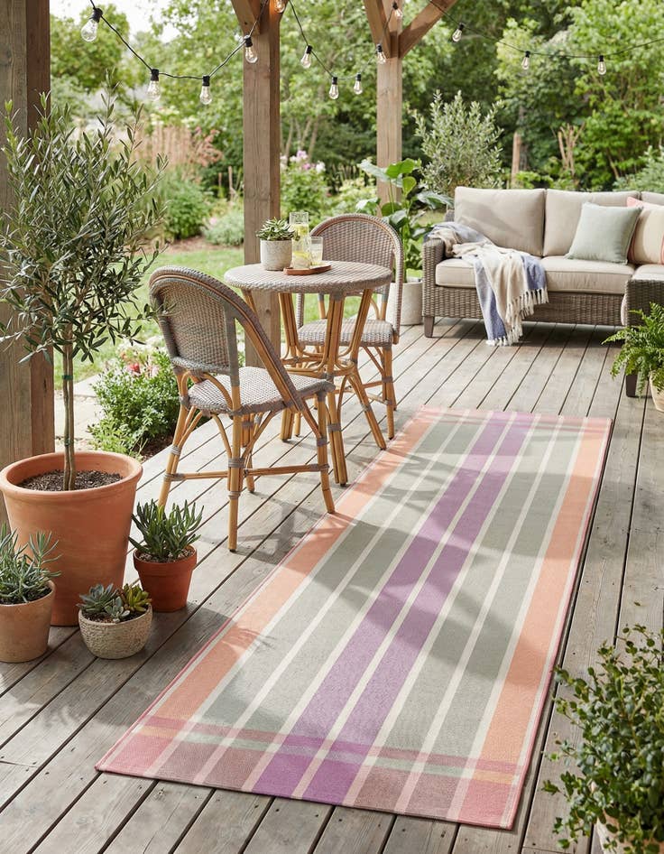 Detail image of 2' 7 x 10' Easy-Clean Striped Indoor / Outdoor Runner Rug