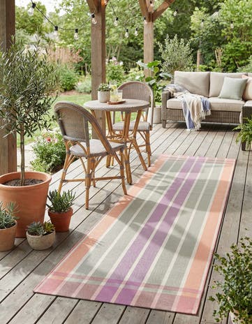 2' 7 x 10' Easy-Clean Ribbon Indoor / Outdoor Runner Rug