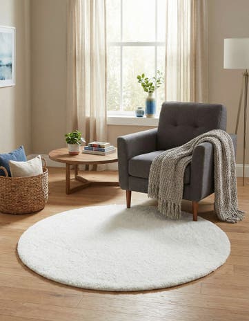 6' x 6' Solid Frieze Round Rug