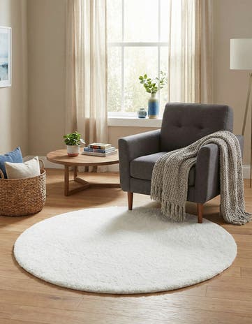 6' x 6' Solid Frieze Round Rug