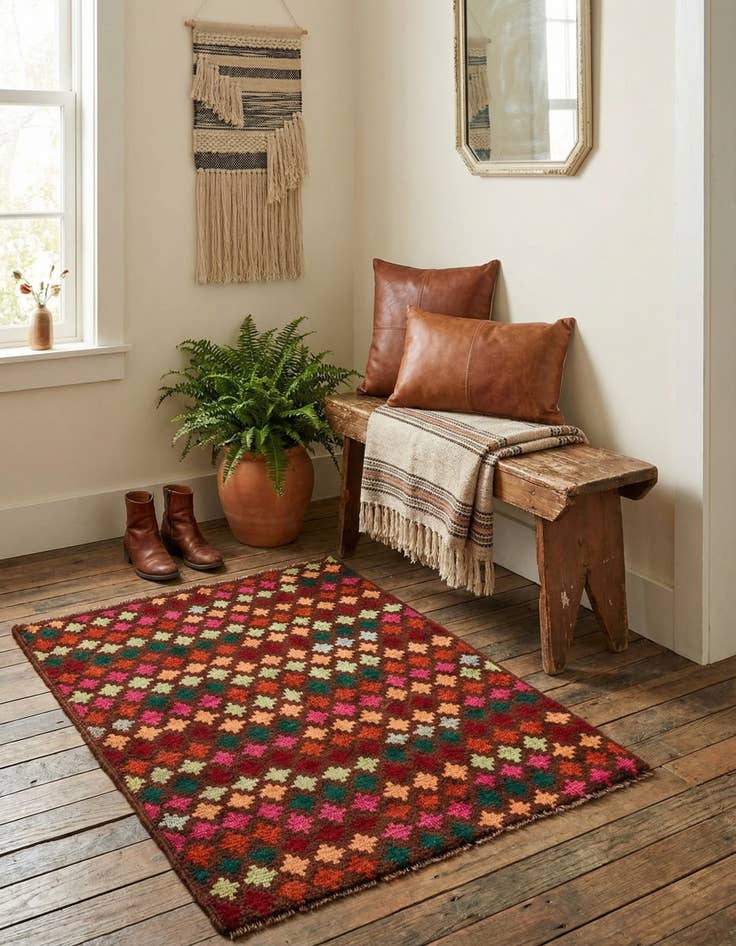 Detail image of 2' 3 x 3'  Hand Knotted Balouch Wool Rug