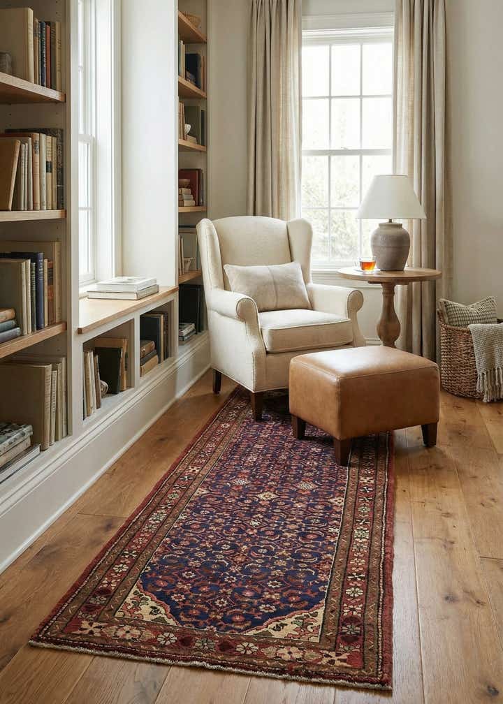 3' 7 x 10' 1 Hand Knotted Hossainabad Persian Wool Runner Rug