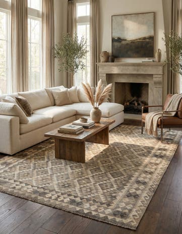 6' 10 x 9' 10 Hand Woven Kilim Maymana Wool Rug