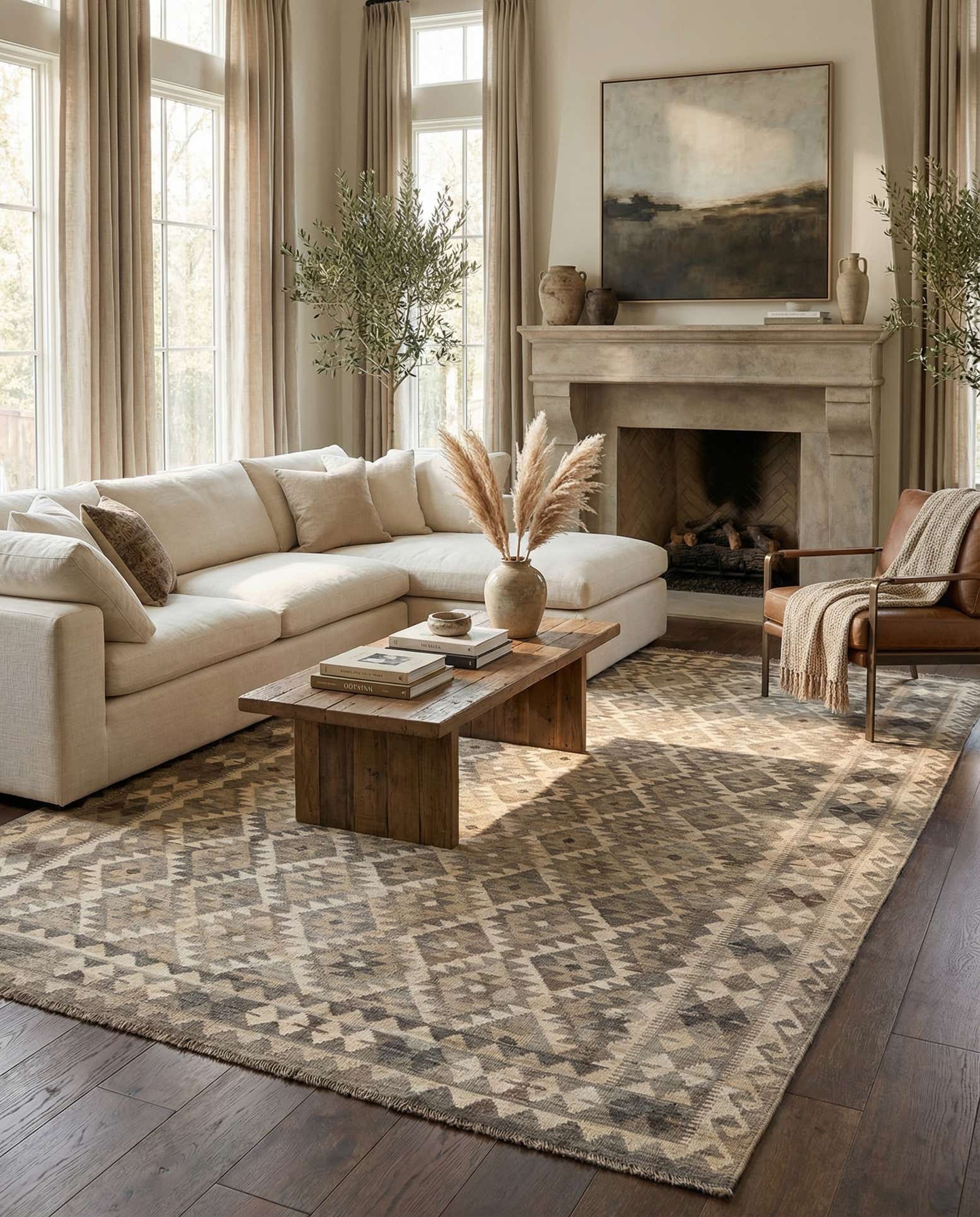 6' 10 x 9' 10 Hand Woven Kilim Maymana Wool Rug