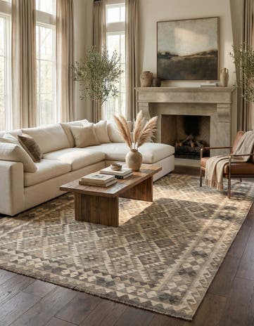 6' 10 x 9' 10 Hand Woven Kilim Maymana Wool Rug