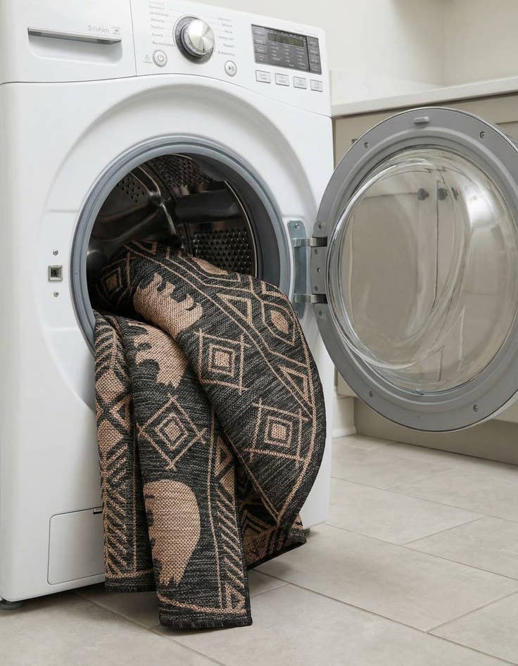 Detail image of 5' 3 x 5' 3  Washable Southwestern Indoor / Outdoor Round Rug