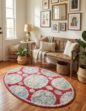 Red Paragon Oval Rug