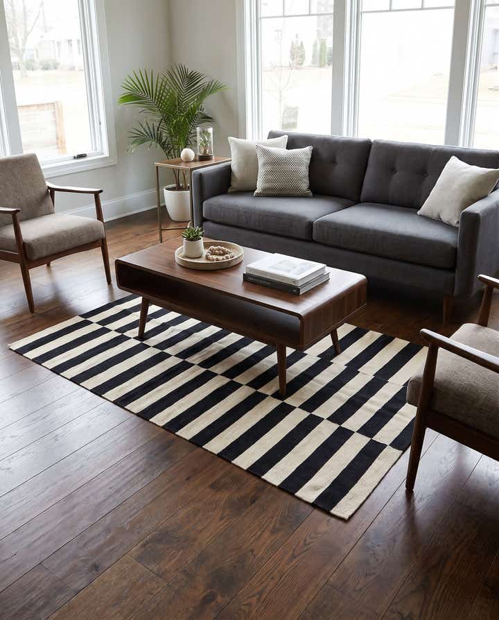 4' 3 x 5' 11 Hand Woven Kilim Modern Wool Rug