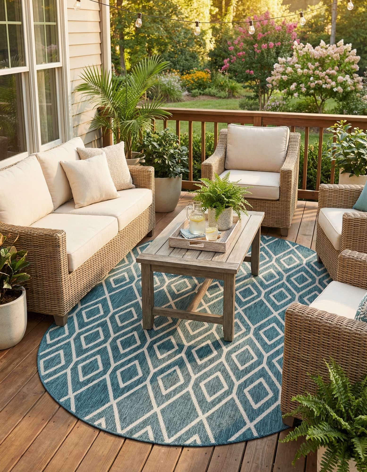 5' 3 x 8' Easy-Clean Jill Zarin Turks and Caicos Indoor / Outdoor Oval Rug